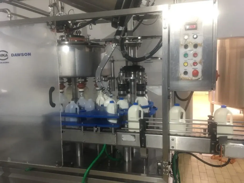 Filling line at the dairy plant